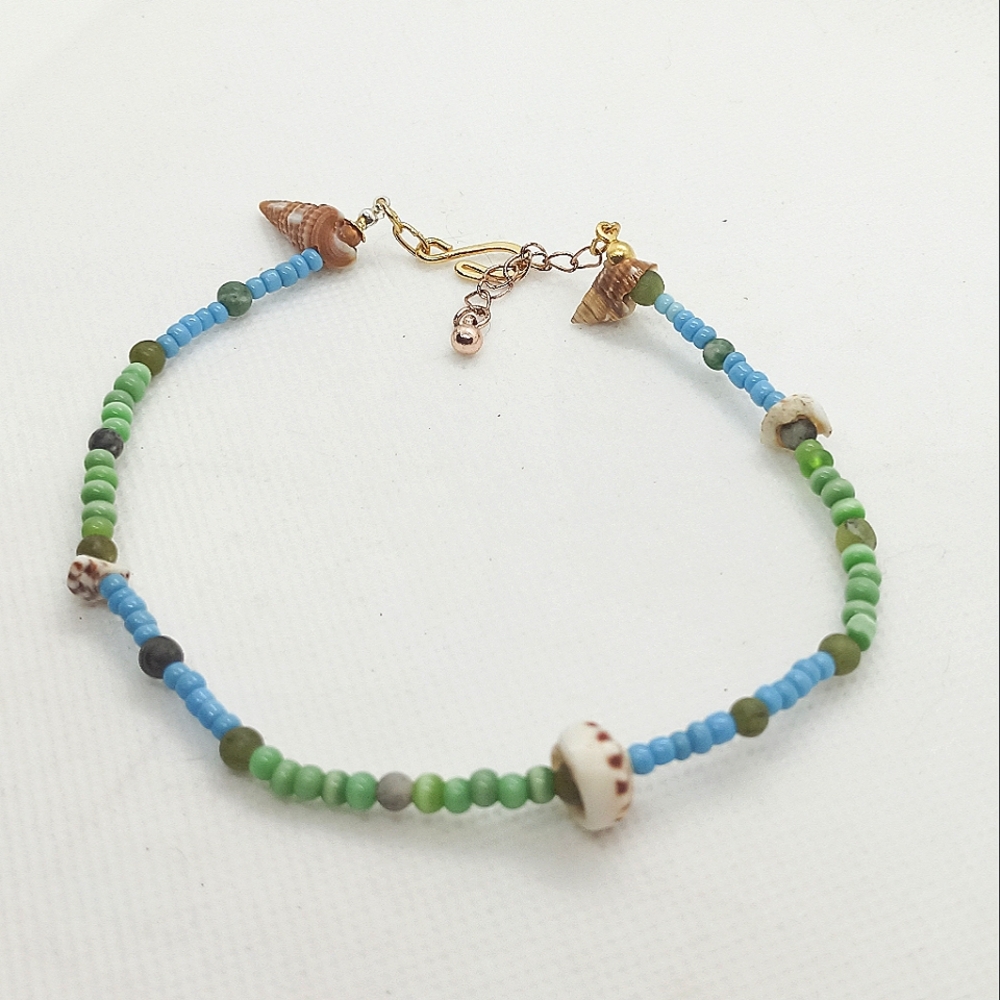 Sea Shell and Beaded Ankle Bracelet